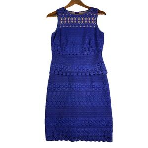 Lauren Ralph Lauren Women's 4 Lace Sleeveless Cocktail Sheath Dress Blue